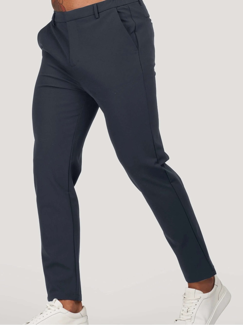 ICON Amsterdam Navy Slim Tailored Stretch Trousers Mens 34 Minimalist Chino